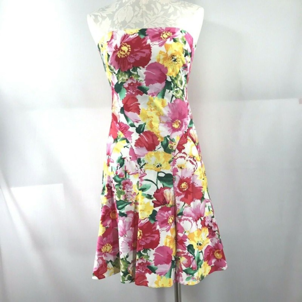 Polo Ralph Lauren 10 M Strapless Party Dress Peony
